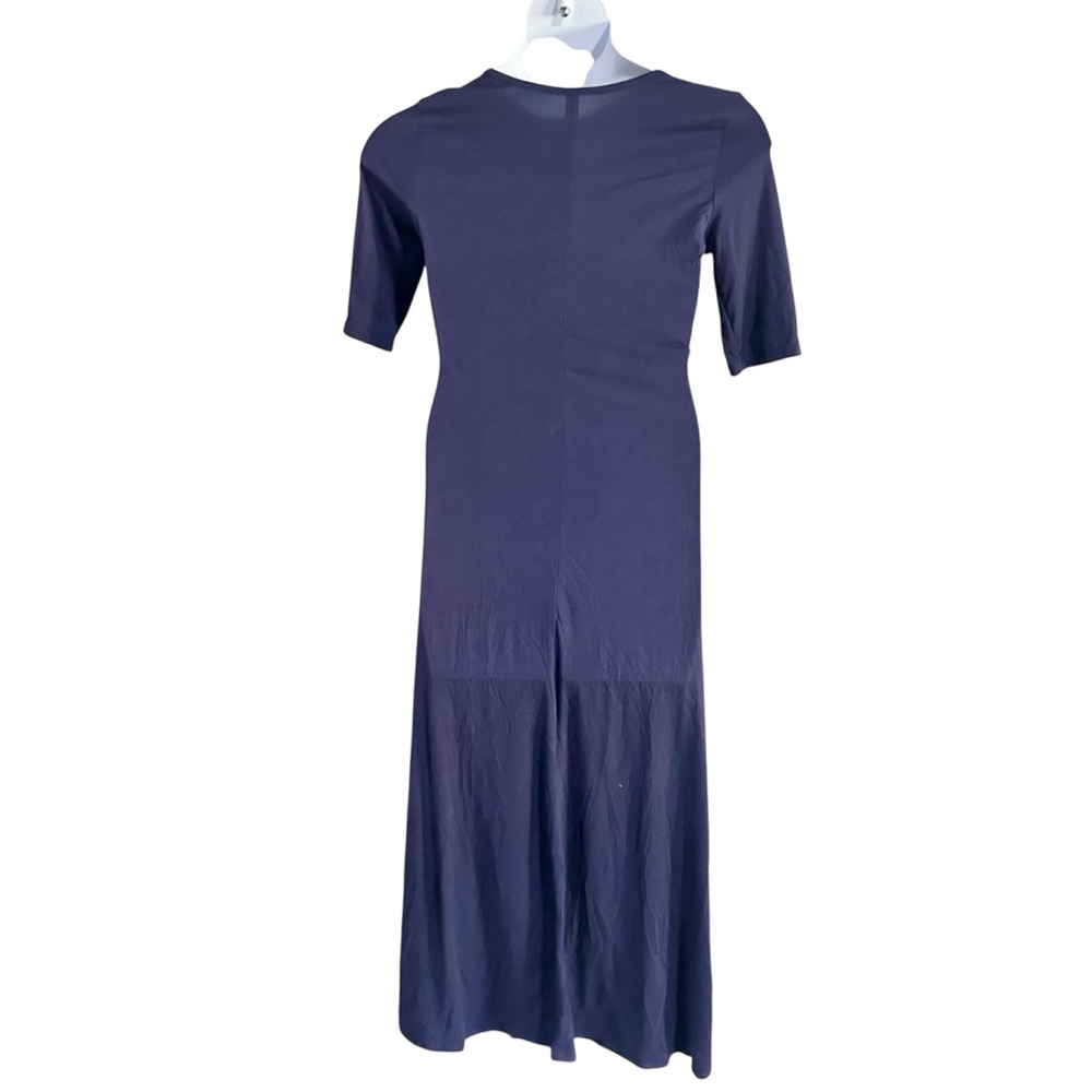 24Seven Comfort Apparel Elbow Length Sleeve Scoop Neck Navy Maxi Dress Size L - Picture 5 of 7